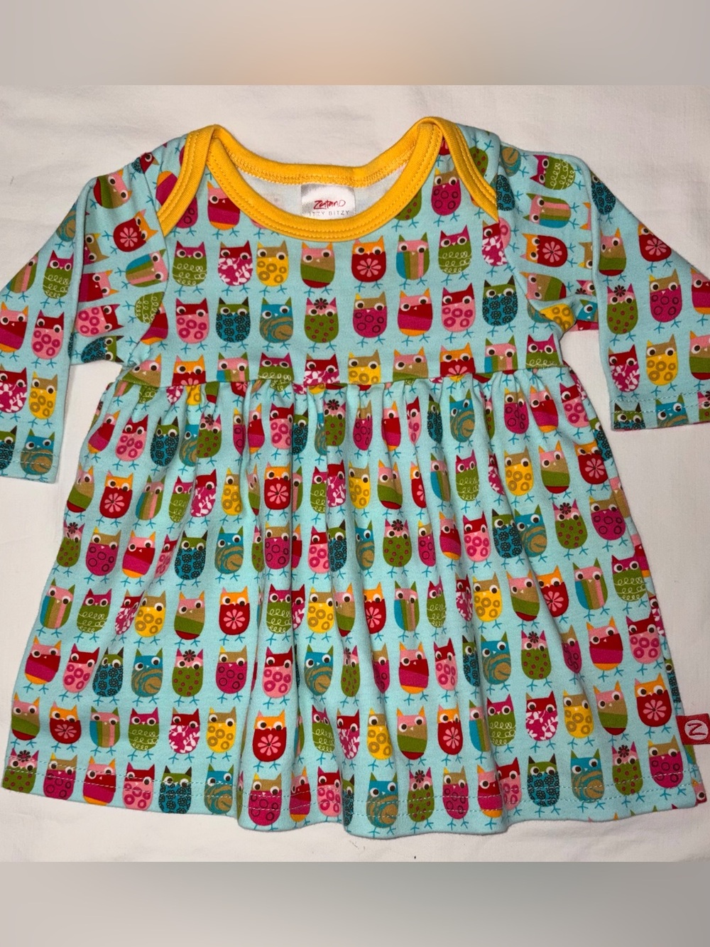 Zutano itzy bitzy owl dress 100% cotton sz 0-3 months like new condition